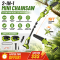 🔥Summer Sale🌳2-in-1 Mini Chainsaw – Cordless Electric Pruning Saw with Telescopic Pole & 21V Batteries