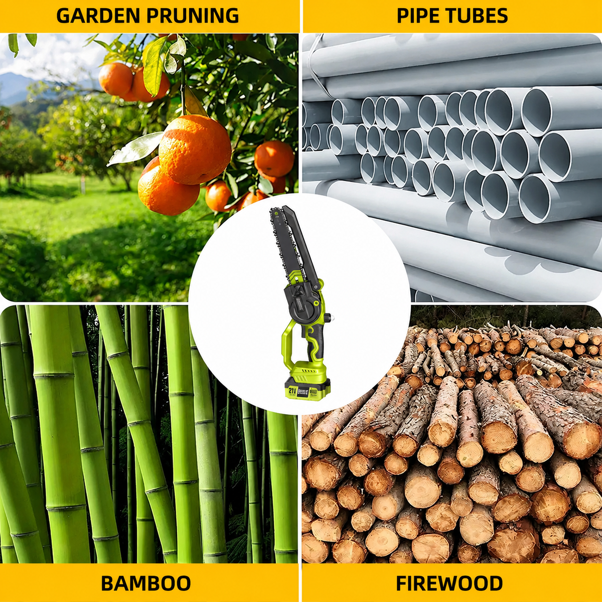 🔥Summer Sale🌳2-in-1 Mini Chainsaw – Cordless Electric Pruning Saw with Telescopic Pole & 21V Batteries