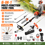 🔥Summer Sale-6-in-1 Gas Hedge Trimmer Garden Tool,52CC Gas Pole Hedge Trimmer