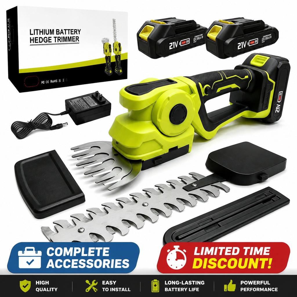 🔥 Summer Sale-2-in-1 Cordless Grass Shear Trimmer,2*21V Battery Cordless Electric Hedge Trimmer