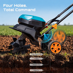 SUMMER SALE-40V Cordless Electric Tiller Cultivator,600 RPM Rototiller, 2x 5000mAh Batteries,18" Depth 12" Width