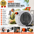 [🔥SUMMER SALE💯] 100ft Wall Mounted Retractable Hose Reel 180° Swivel Slow Rewind 9-Pattern Nozzle