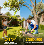 🔥Summer Sale🌳2-in-1 Mini Chainsaw – Cordless Electric Pruning Saw with Telescopic Pole & 21V Batteries