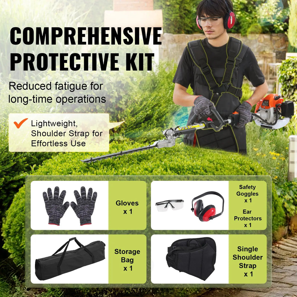 🔥Summer Sale-6-in-1 Gas Hedge Trimmer Garden Tool,52CC Gas Pole Hedge Trimmer