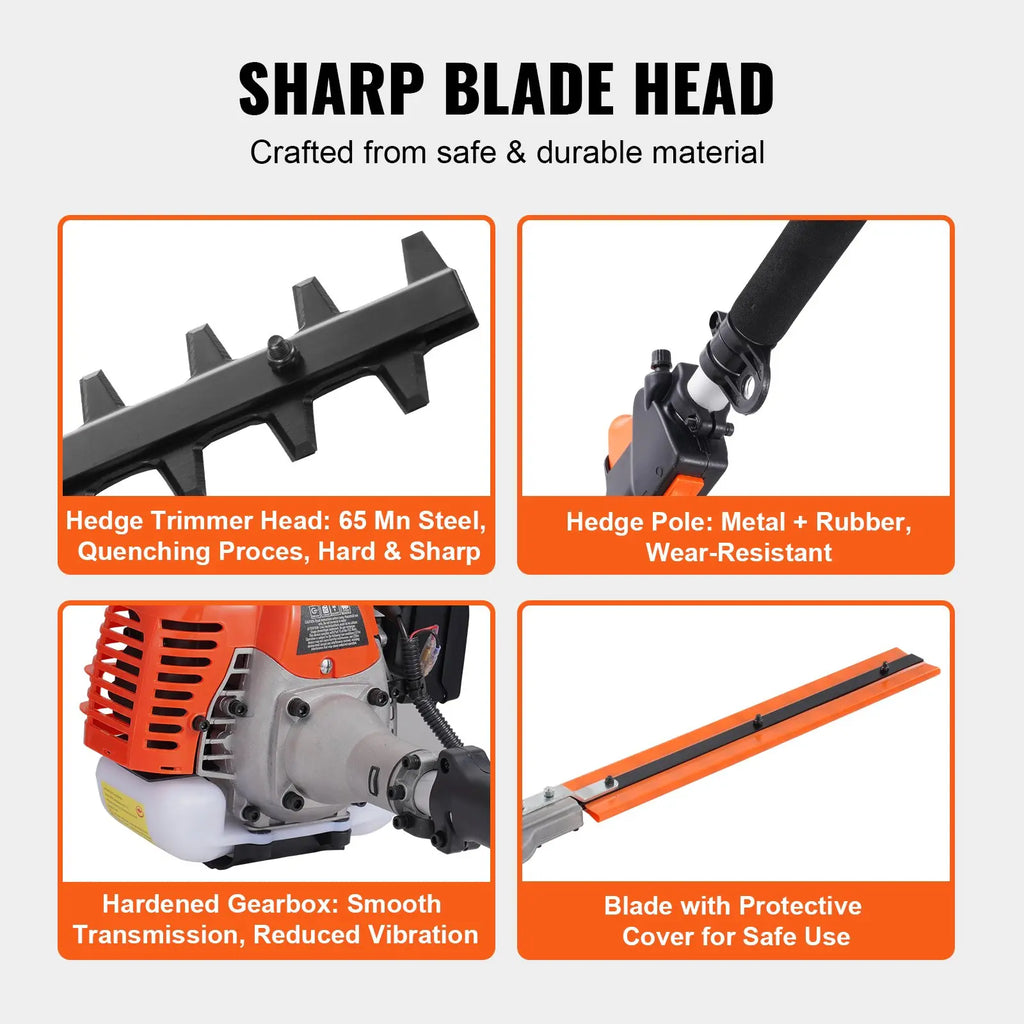 🔥Summer Sale-6-in-1 Gas Hedge Trimmer Garden Tool,52CC Gas Pole Hedge Trimmer