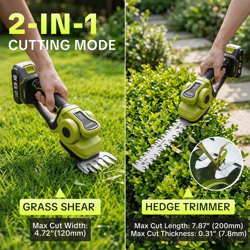 🔥 Summer Sale-2-in-1 Cordless Grass Shear Trimmer,2*21V Battery Cordless Electric Hedge Trimmer