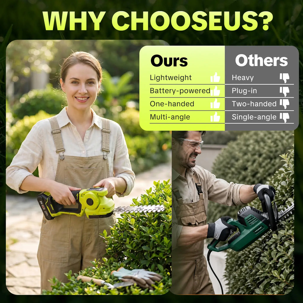 🔥 Summer Sale-2-in-1 Cordless Grass Shear Trimmer,2*21V Battery Cordless Electric Hedge Trimmer
