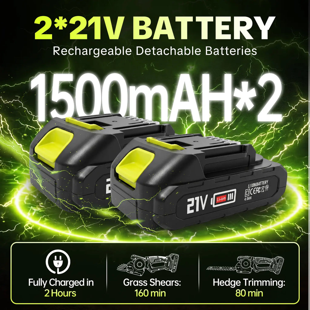 🔥 Summer Sale-2-in-1 Cordless Grass Shear Trimmer,2*21V Battery Cordless Electric Hedge Trimmer