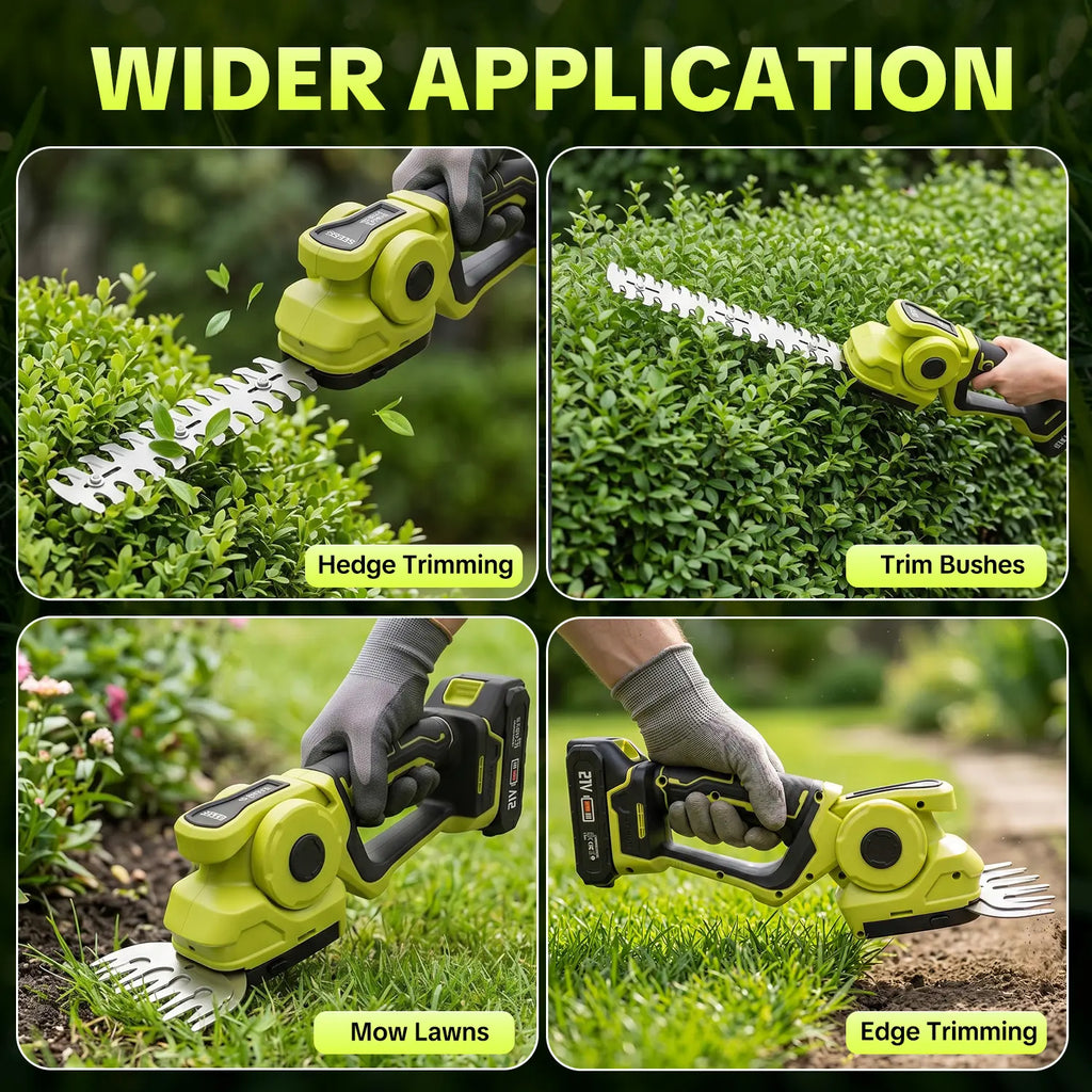 🔥 Summer Sale-2-in-1 Cordless Grass Shear Trimmer,2*21V Battery Cordless Electric Hedge Trimmer