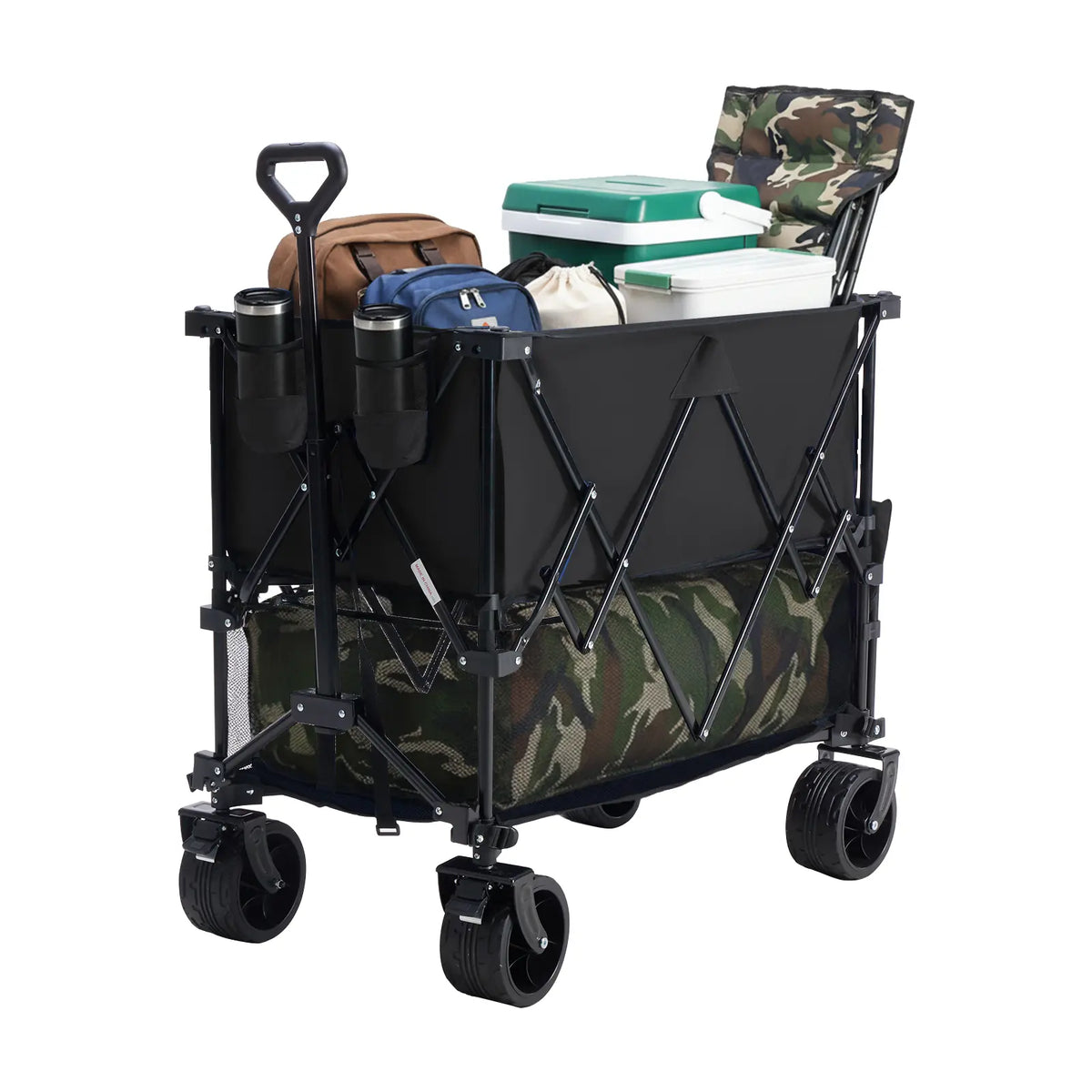 🎁Summer Sale-440lbs Heavy Duty Collapsible Utility Wagon,All-Terrain Folding Outdoor Wagon🛒