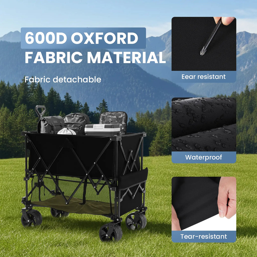 🎁Summer Sale-440lbs Heavy Duty Collapsible Utility Wagon,All-Terrain Folding Outdoor Wagon🛒