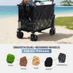 🎁Summer Sale-440lbs Heavy Duty Collapsible Utility Wagon,All-Terrain Folding Outdoor Wagon🛒
