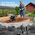 SUMMER SALE-40V Cordless Electric Tiller Cultivator,600 RPM Rototiller, 2x 5000mAh Batteries,18" Depth 12" Width