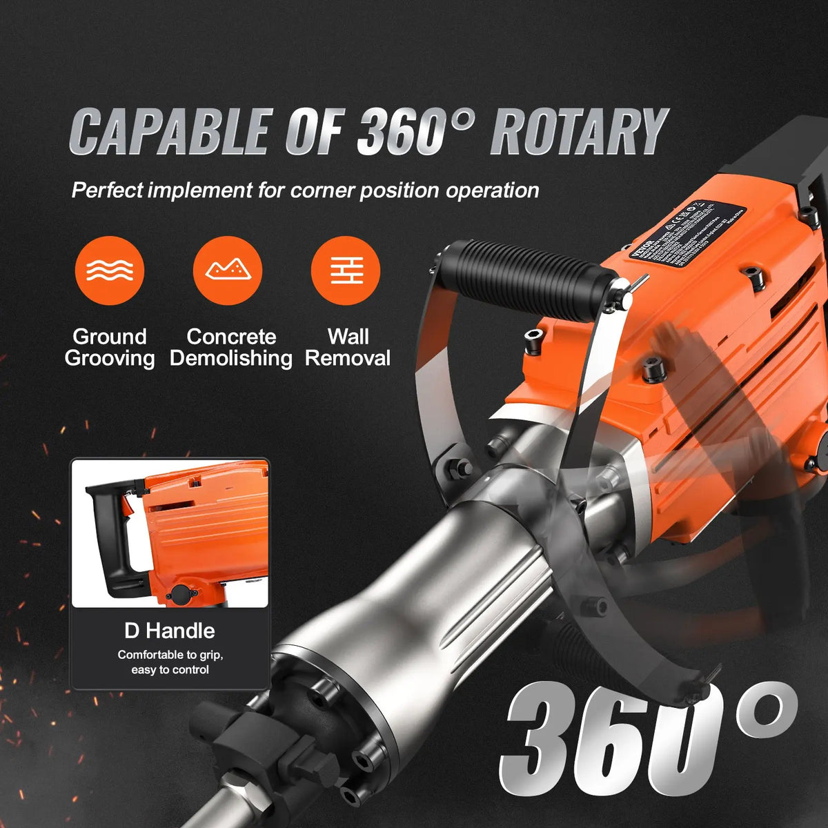 ⚡SUMMER SALE-2200W Heavy Duty Electric Demolition Hammer Concrete Breaker🛠️