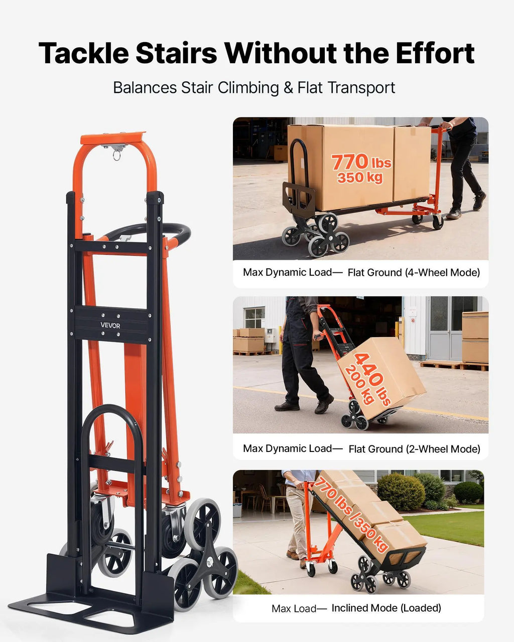 🛒SUMMER SALE🛠️3-in-1 Stair Climbing Cart, Foldable Hand Truck with 770 lbs Capacity