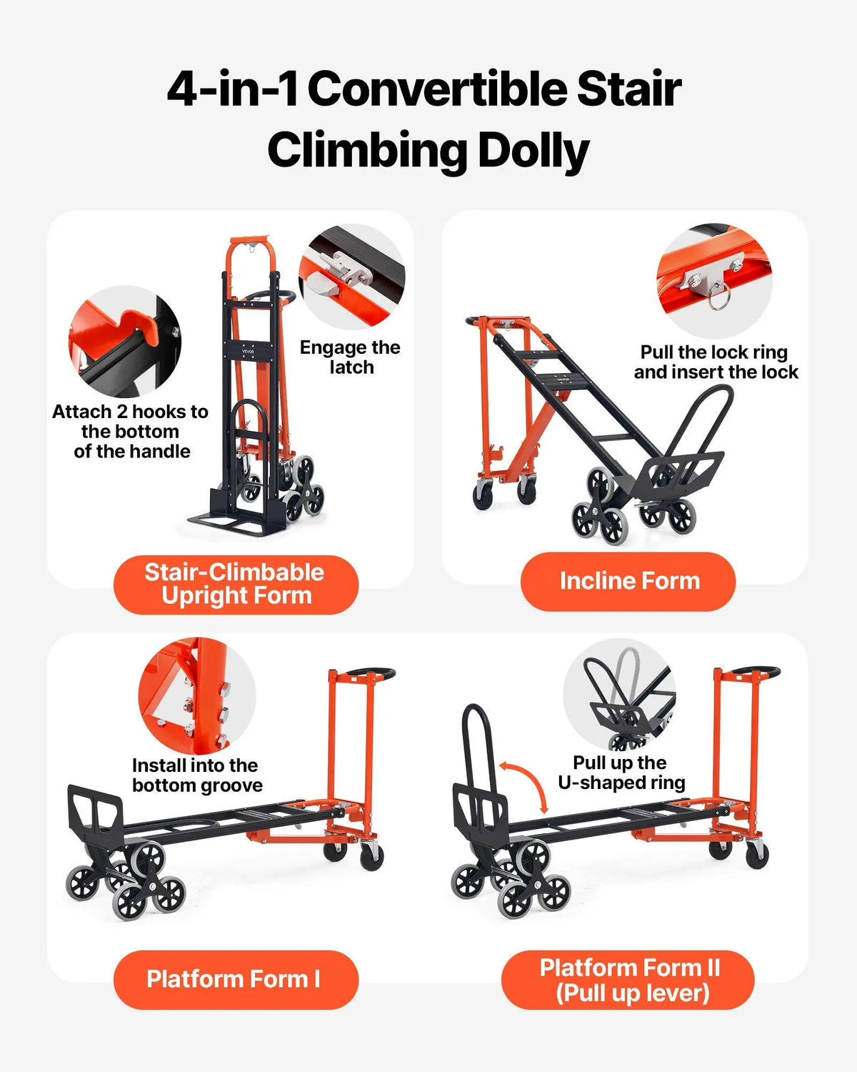 🛒SUMMER SALE🛠️3-in-1 Stair Climbing Cart, Foldable Hand Truck with 770 lbs Capacity