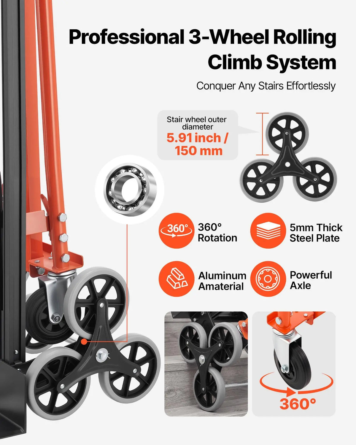 🛒SUMMER SALE🛠️3-in-1 Stair Climbing Cart, Foldable Hand Truck with 770 lbs Capacity