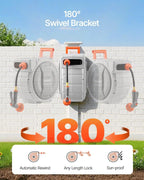 [🔥SUMMER SALE💯] 100ft Wall Mounted Retractable Hose Reel 180° Swivel Slow Rewind 9-Pattern Nozzle