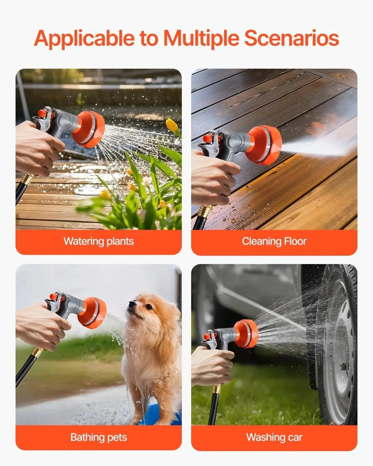 [🔥SUMMER SALE💯] 100ft Wall Mounted Retractable Hose Reel 180° Swivel Slow Rewind 9-Pattern Nozzle