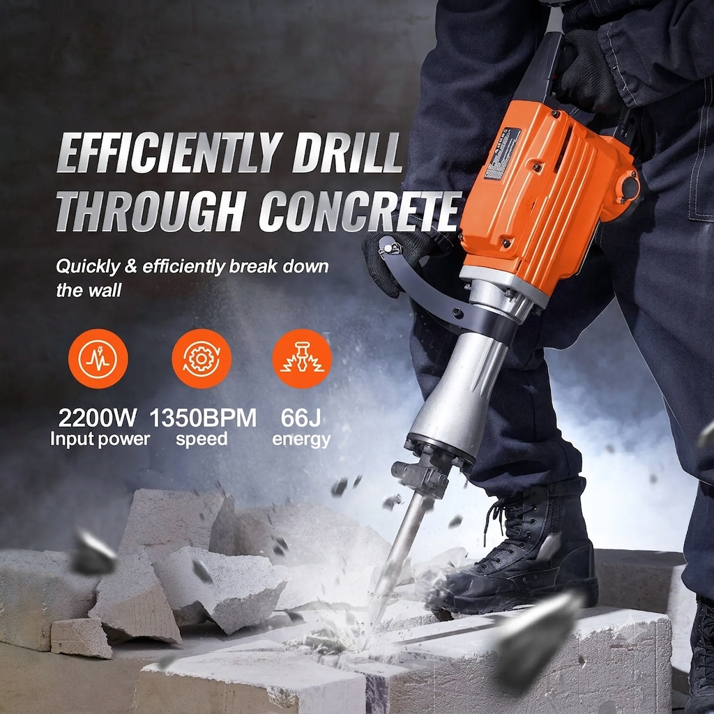 ⚡SUMMER SALE-2200W Heavy Duty Electric Demolition Hammer Concrete Breaker🛠️